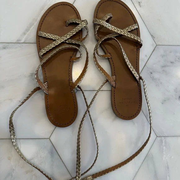 Sezane Arthur Low Sandals Doré Tressé - Size 40 - Picture 4 of 6
